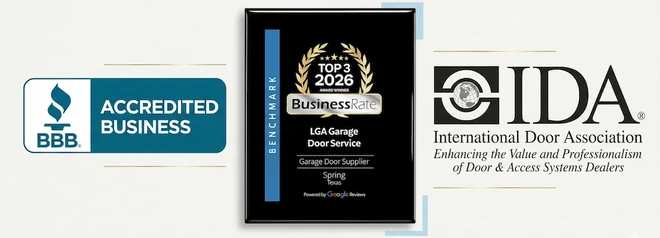 LGA Garage door is accredited with the BBB, International door association, and is rated as a Top 3 Business garage door supplier by google