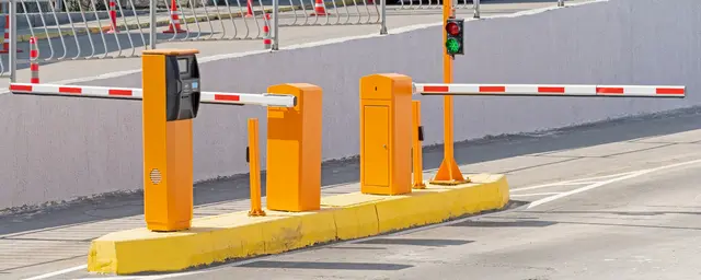 Gate with traffic lights