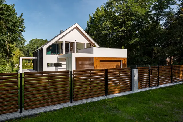 Modern residential wood fence
